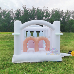 Casa <span class=keywords><strong>de</strong></span> Brinco Inflable con Obstáculos, Tobogán y Túneles en Colores Pastel, Lista para Enviar, MOQ Bajo <span class=keywords><strong>de</strong></span> Fábrica, Diversión Extrema para Fiestas Infantiles - Product Image 4