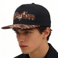 Gorra de Béisbol de 5 Paneles con Visera Plana, Bordada con Camuflaje, 100% Poliéster, Estilo Hip Hop Urbano
