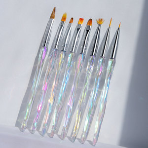 Kit de pinceaux dégradés pour nail art, 8 pièces, outils en plastique pour la luminothérapie et la photothérapie, pour estomper les couleurs des ongles - Product Image 1