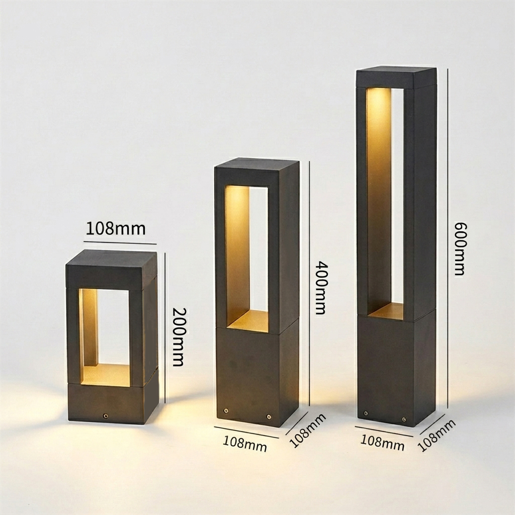 5 Years Warranty Modern Style Electric Square Shape High Brightness 10W COB LED H60cm Aluminum Bollard Light IP54