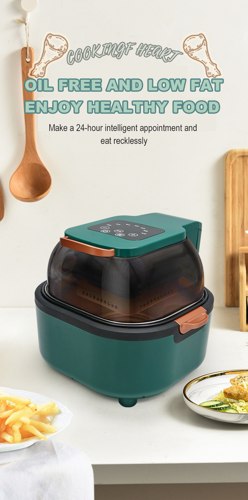 Air Fryer Household 6.7L Large Capacity Visual Window Oil Smoke Free Fried Chicken Legs And Chips Air Oven Factory OEM
