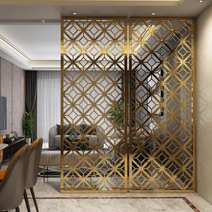 Biombo Decorativo Dorado Brillante para Hotel, Separador de Habitaciones de Acero Inoxidable - Product Image 1