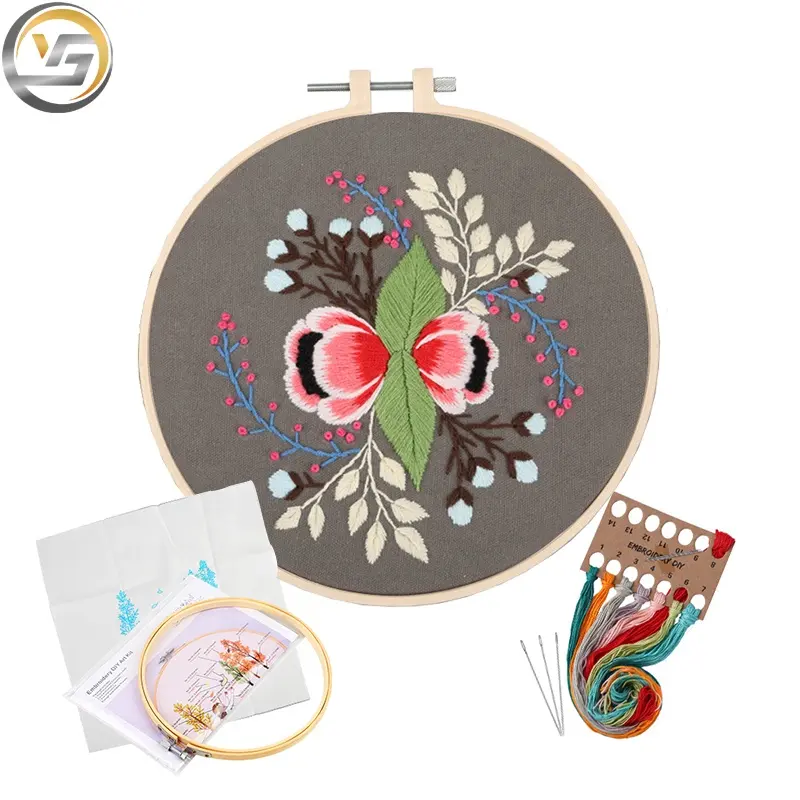 Handmade Flower And Plants DIY 3D Fabric Material Package Beginner Embroidery Craft Starter Kit