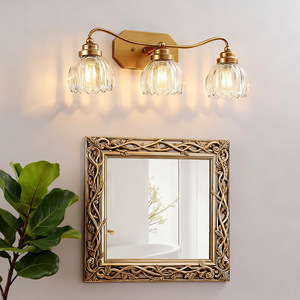 Traditional Bronze Wall Mount Mirror Lamp With Crystal Glass Shades For Bathroom Vanity <b>Lighting</b> - Product Image 1