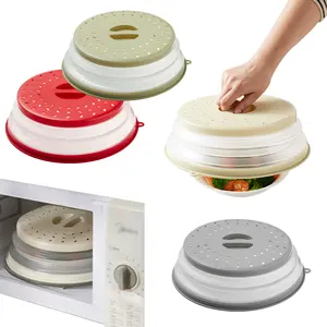 10.5インチの新しい色の食器洗い機-キッチン用の簡単なグリップハンドル付きの安全な折りたたみ式電子レンジスプラッタプルーフフードプレートカバー