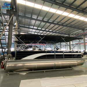 23Ft Aluminum Pontoon Boat Recreational Activities Luxury Tritoon Yacht for Fishing - Product Image 5