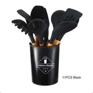 <span class=keywords><strong>Set</strong></span> Peralatan Dapur Ramah Lingkungan 12 Buah Grosir dengan Alat Masak Silikon Gagang Kayu Pilihan Logo Kustom untuk Penggunaan di Rumah - Product Image 6