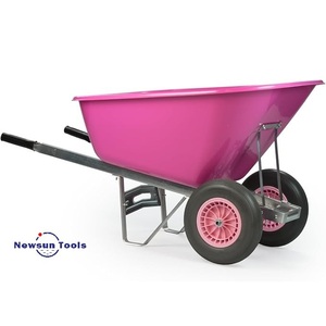 Brouette à double roue NS Factory Hot 200L, violette, pour jardin/écurie/chantier, avec pneus anti-crevaison et bac en plastique - Product Image 1