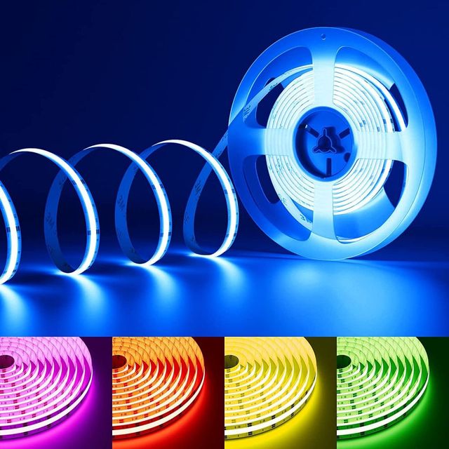 DC24V RGBW 4in1 18W/M COB LED Strip Light 12mm Width Multicolor Color-Changing Light with Copper Body Voice Control 784LED/m