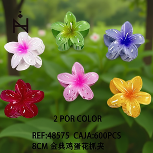 Fermaglio per capelli classico a forma di frangipani da 8 cm per donne e ragazze - Product Image 3