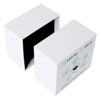 Boîte électronique avec couvercle et base carrés blancs, insert en mousse noire, emballage industriel haut de gamme personnalisé imprimé