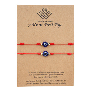 <span class=keywords><strong>Pulsera</strong></span> tejida con cadena roja <span class=keywords><strong>de</strong></span> la suerte, <span class=keywords><strong>7</strong></span> <span class=keywords><strong>nudos</strong></span>, <span class=keywords><strong>ojo</strong></span> malvado, suministro directo <span class=keywords><strong>de</strong></span> fábrica - Product Image 1