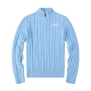 Personnalisé vente en gros de haute qualité nouveau pull en tricot pour hommes haut demi-fermeture éclair chaud pull de mode logo personnalisé couleur - Product Image 6