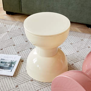 Taburete nórdico bajo de plástico para el hogar, estilo crema, para comedor, sala de estar, mesa de centro, taburete redondo para cambiar zapatos en la puerta. - Product Image 5