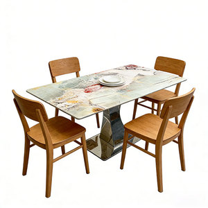 Mesa de Comedor de Mármol Verde <span class=keywords><strong>Diamante</strong></span> Pandora de Lujo Personalizada para Cafetería o Tetería, Piedra Natural con Base de Metal, Muebles para <span class=keywords><strong>Restaurante</strong></span> - Product Image 1