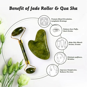 Vente en Gros Rouleau de <span class=keywords><strong>Massage</strong></span> Facial en <span class=keywords><strong>Jade</strong></span> et Ensemble Guasha en Pierre Naturelle pour le Cou et la Tête Rouleau en <span class=keywords><strong>Jade</strong></span> Vert pour Spa - Product Image 2
