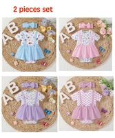 Ensemble de vêtements respirants pour bébé fille nouveau-né, imprimé, avec bandeau, 2 pièces, combinaison