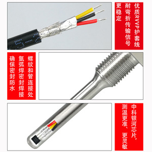 Stainless steel <b>waterproof</b> mounting thread DS18B20 digital temperature sensor with high-quality RVVP <b>waterproof</b> <b>cable</b> - Product Image 1