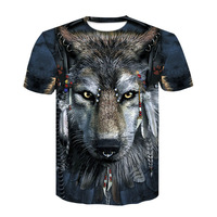 T-Shirt à manches courtes pour hommes et femmes, décontracté, impression créative 3D, col ras du cou graphique, T-shirt Design loup