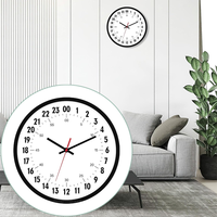 Horloge murale 24 heures Horloge murale analogique ronde à quartz de 12 pouces pour salle de classe, école, bureau, salon, chambre et maison (noir)