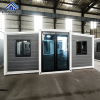 Maison conteneur modulaire préfabriquée extensible à double aile, avec structure en acier et finition bois, personnalisable, de fabrication usine avec 20 ans d'expérience