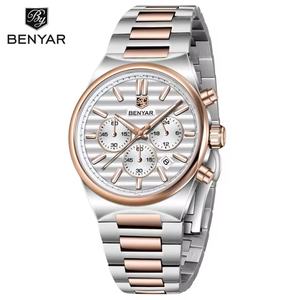 Montre à quartz carrée pour homme Benyar 5214, style business et mode, boîtier en alliage, bracelet en cuir, étanche - Product Image 3