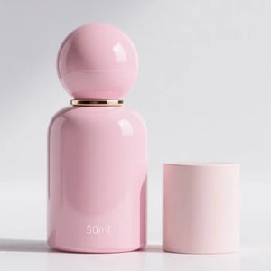 Botella de perfume de nicho de lujo de 50ml, cuerpo suave y brillante con tapa esférica de tono rosa desnudo suave, botella de vidrio personalizable para <span class=keywords><strong>marca</strong></span> - Product Image 5