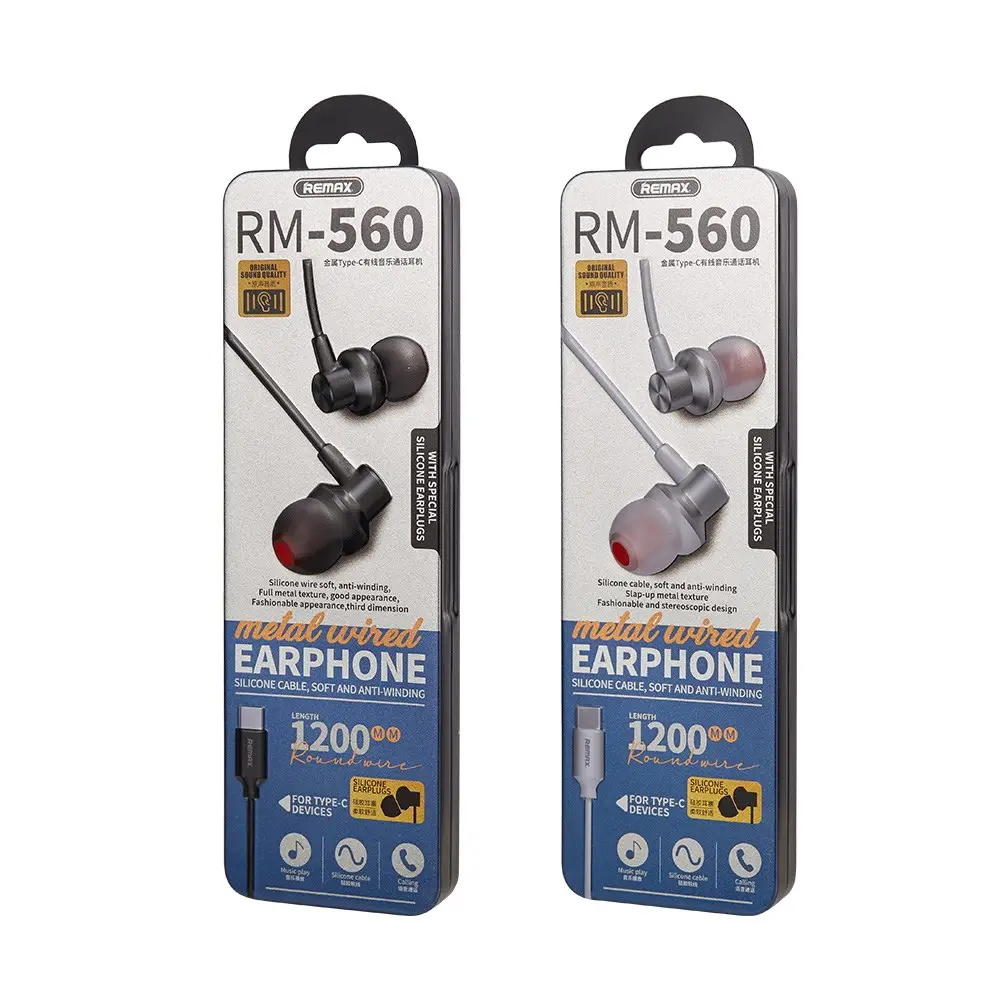 Remax Join Us Original New RM-560 metallic 10mm speaker Type-C earphones with mic&volume control
