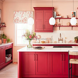 広州フルホーム家具サプライヤー レッドキッチンキャビネット カスタムスタイルキッチンキャビネット 販売中 - Product Image 5