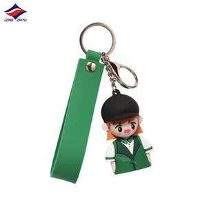 Longzhiyu 17 Years Manufacturer Green Cartoon Keychain Silicone 3D Character Keyrings Charm Car Key Holder Bag Ornaments Gifts