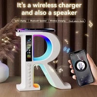 Enceintes Bluetooth avec chargeur sans fil, mini enceinte portable, lampe d'ambiance colorée, lumière de nuit multifonctionnelle RGB