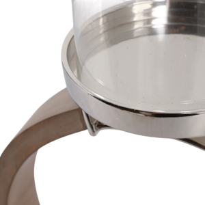 Glass <b>Hurricane</b> <b>Candle</b> Holder With Metal Ring Accent Elegant Pillar <b>Candle</b> Stand For Table Decor - Product Image 6