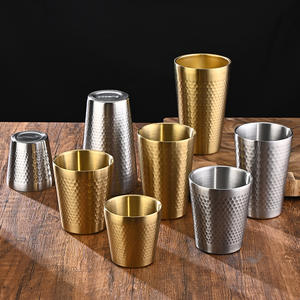 ステンレス鋼304韓国製二層マグカップアンチスカルドダイヤモンドパターンウォーターカップビール茶飲料カップゴールドカラー - Product Image 3