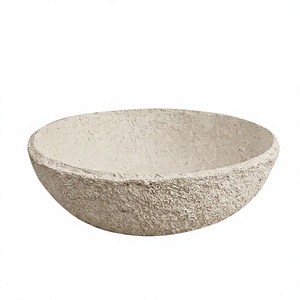Handmade Paper Mache Salad Fruit <b>Serving</b> <b>Bowl</b> Textured <b>White</b> Decorative Centerpiece Tabletop Basin Wholesale - Product Image 1