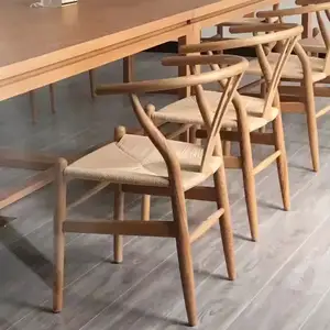 山毛榉木制叉骨椅中世纪实木餐厅家具豪华餐椅扶手椅经典设计