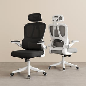 Chaise de bureau ergonomique en maille bleue pour le personnel, le visiteur, le patron, le fabricant, avec soutien lombaire moyen et accoudoirs - Product Image 4