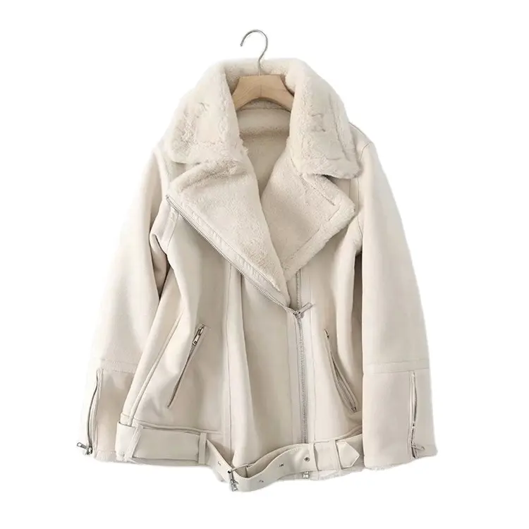 Vendas limitadas mais populares <span class=keywords><strong>mulheres</strong></span> casaco de cintura de pele de carneiro falsa jaqueta para o inverno