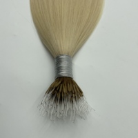 Extensiones de Cabello Nano Bead Rubias de 22 Pulgadas, Extensiones de Cabello Humano Ruso 100% Natural con Queratina Nano Link