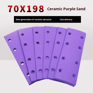 JTS Velvet Apoiado 8-Hole Square Dry Lixa 198*70mm Cerâmica Roxo Auto-Adesivo Flocado Abrasivo Ferramenta Folhas Dureza 90 - Product Image 6
