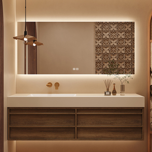 Armoire de toilette de style moderne en MDF de 72 pouces Ensemble de coiffeuse de salle de bain avec <span class=keywords><strong>lavabo</strong></span> mural <span class=keywords><strong>à</strong></span> <span class=keywords><strong>vendre</strong></span> - Product Image 1