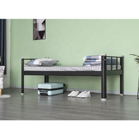 Vente directe d'usine dortoir moderne confortable en acier noir pour personnel lit simple en métal