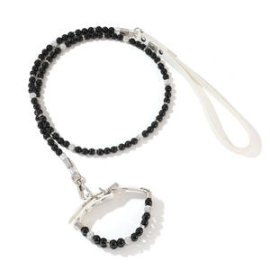 Ensemble collier et laisse pour chien classique et tendance avec fermeture à bouton, en plastique écologique solide et décoration en ruban pour petits chiens - Product Image 3