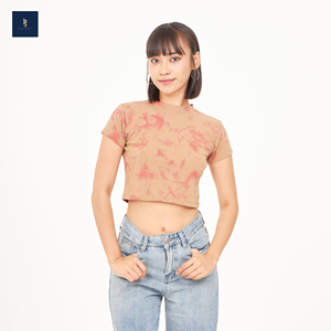 T-shirt basique à col rond tie-dye pour femmes 100% coton peigné de qualité supérieure décontracté à manches courtes Design écologique motif solide chaud - Product Image 3