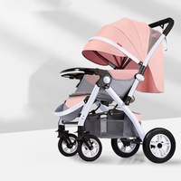 Poussette bébé en acier au carbone haute qualité avec fonctions assise et couchée, légère, pliable, vue haute, poussée bidirectionnelle