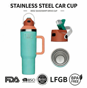 Adaptateur pour seau à glace 40 oz, couvercle en silicone, tasse isotherme en acier inoxydable pour sports de plein air, poignée créative pour thermos portable, sans BPA - Product Image 1