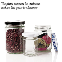 Pot en verre hermétique rond vide de 25 ml à 1000 ml pour cornichons, confiture, aliments, avec couvercle métallique