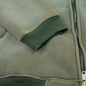 Streetlux Sudadera con Capucha Bordada con Diamantes de Imitación Personalizados Heavyweight 500GSM Acid Wash Diseño Desgastado con Cremallera para Hombres de Gran Tamaño - Product Image 3