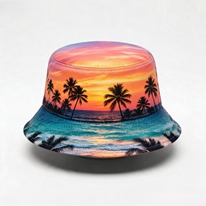 Sombrero de Pescador de Algodón con Estampado de Atardecer Tropical, Unisex, para Playa, Pesca y Actividades al Aire Libre, Personalizable, de Moda, para Verano, MOQ Bajo - Product Image 3