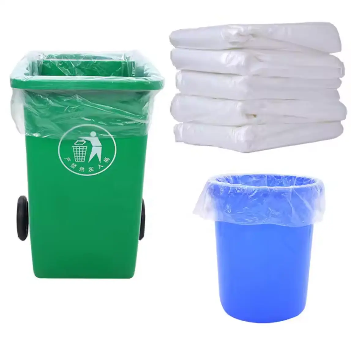أكياس قمامة من البلاستيك المعاد تدويرها PE أكياس قمامة قابلة لإعادة الاستخدام أكياس بلاستيكية متينة أكياس قمامة