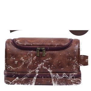 Business Simple PU Leather Portable <b>Men's</b> Neutral Hook High-Grade Waterproof Cosmetic <b>Man</b> <b>Wash</b> <b>Bag</b> - Product Image 1
